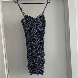 Divided Black Floral Midi Dress